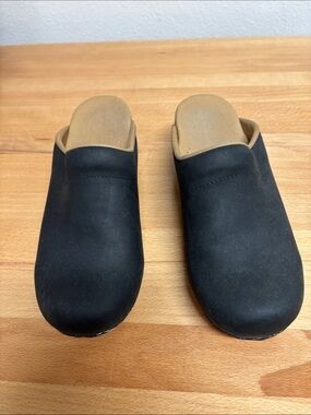 Sanita Black and Tan Slip-On Clogs